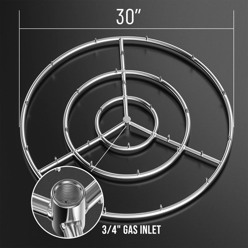 Skyflame 30-Inch Round Stainless Steel Fire Pit Jet Burner Ring, High Flame - Image 2